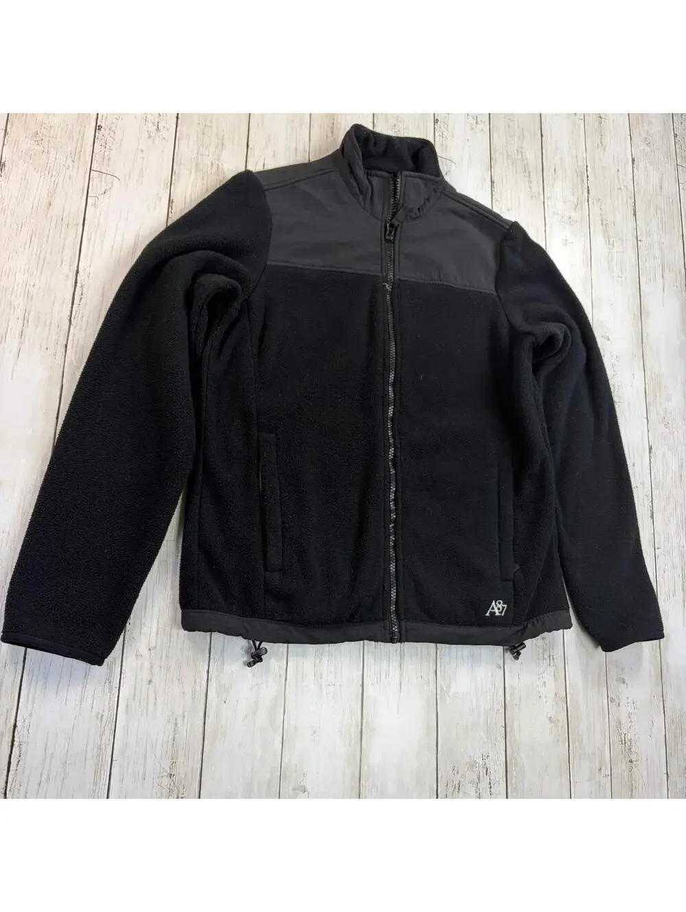 Y2K Aeropostale Black Fleece Jacket with Logo Womens S